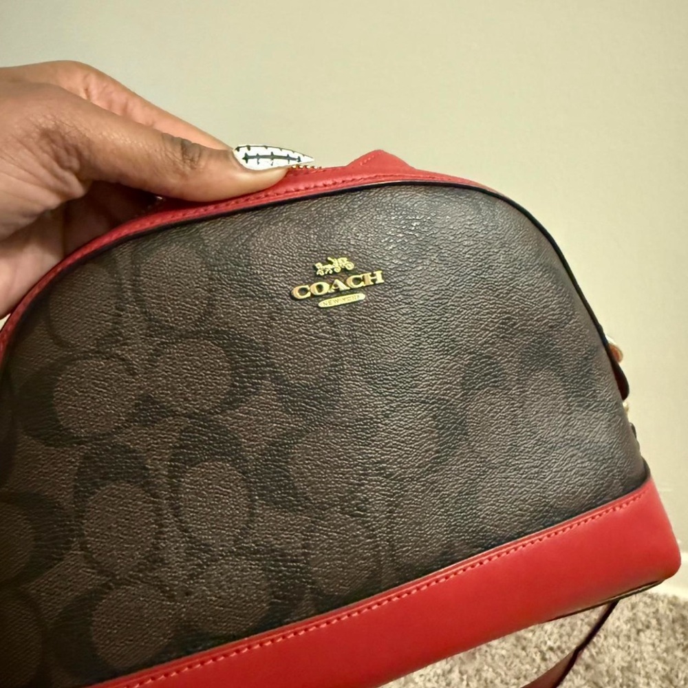 Coach Brown and Red Crossbody Bag